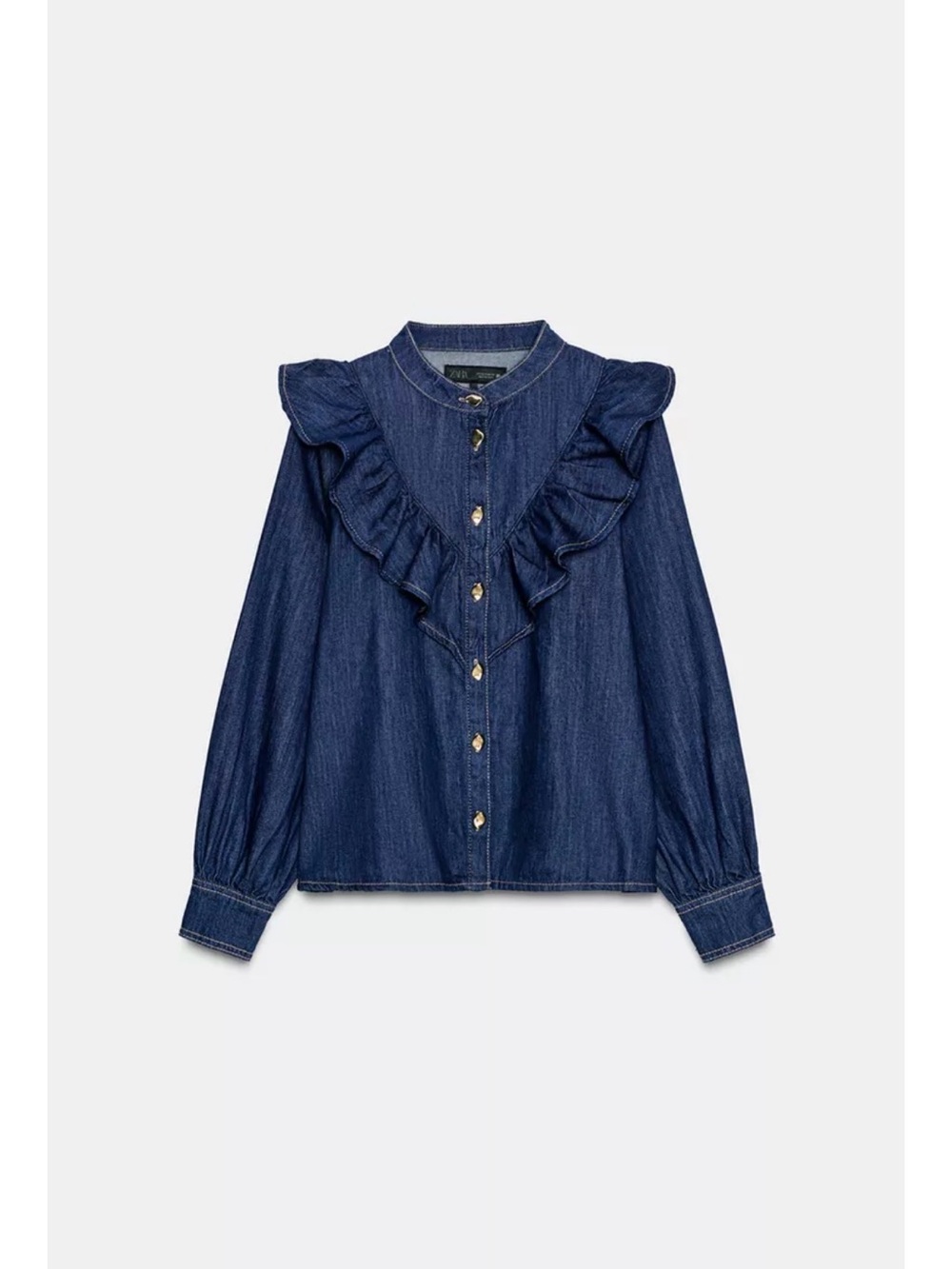 NWOT Zara Denim Ruffle shirt